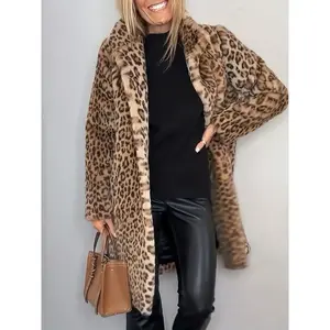 Elegant Women’s Leopard Print Long Jacket, Casual & Formal Wear, Perfect for Parties, Office, Daily
