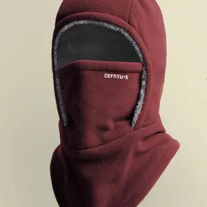Solid Color Unisex Pullover Hat with Face Mask, Outdoor Windproof Warm Thermal Lined Neck Cover for Autumn Winter