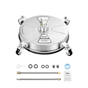 VEVOR 16.5 Pressure Washer Surface Cleaner, Stainless Steel Pressure Washer Attachments with 4 Wheels, 4000 Max PSI, 1/4 Quick Connector, 2 Spray Nozzles, 2 Extended Wands for Concrete, Patio, DeckVEVOR Super Brand Day