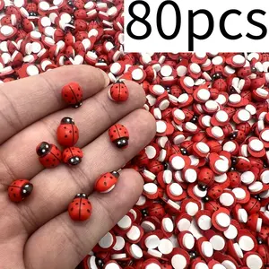 Mini Wooden Ladybug Self-Adhesive, Succulent Garden Decor, Spring Gardening Refresh, European and American Bestseller Handmade Accessories, Decorative