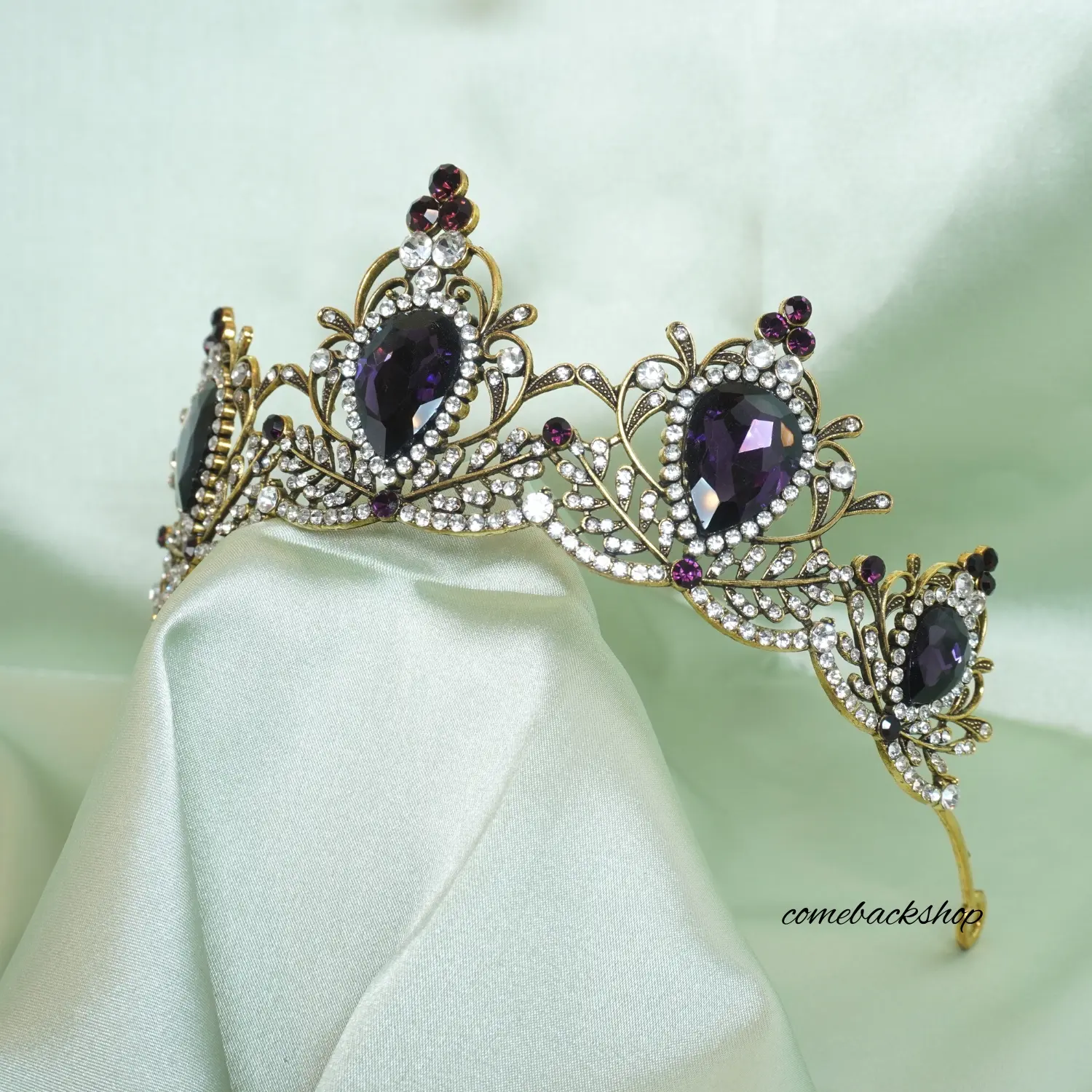 Tiara for Girls,Golds Crown Cake Topper for Birthday Tiara Gorgeous Crystal metal Crown Prom Princess Crown for Costume Headband,Tiara for Women Wedding Bridal Crown Graduation Party Tiara.Purple