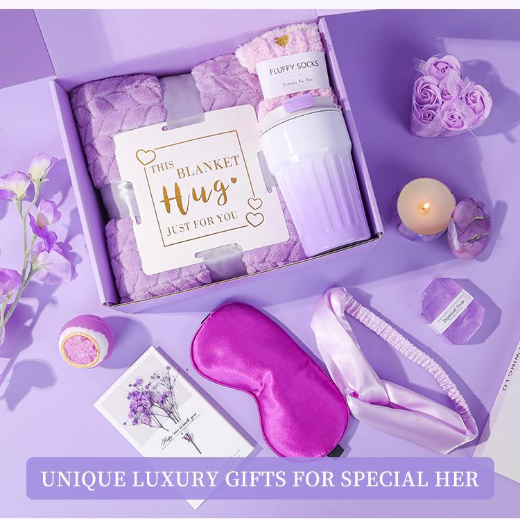 Christmas Thanksgiving Birthday Gifts for Women, Self Care Gifts, Get Well Soon Gifts, Relaxing Spa Gifts, Care Package, Unique Anniversary Gift Basket with Flannel Blanket for Mother, Wife, Best Friend, Sister,Her