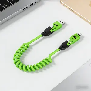 Buy One Get One Free!  4-in-1 Spring Rapid Charging Cable – 65W USB-C PD Multi-Device Fast Charging, 1.2m / 4ft Coiled Retractable Cable for iPhone, Samsung and Laptops (Green)