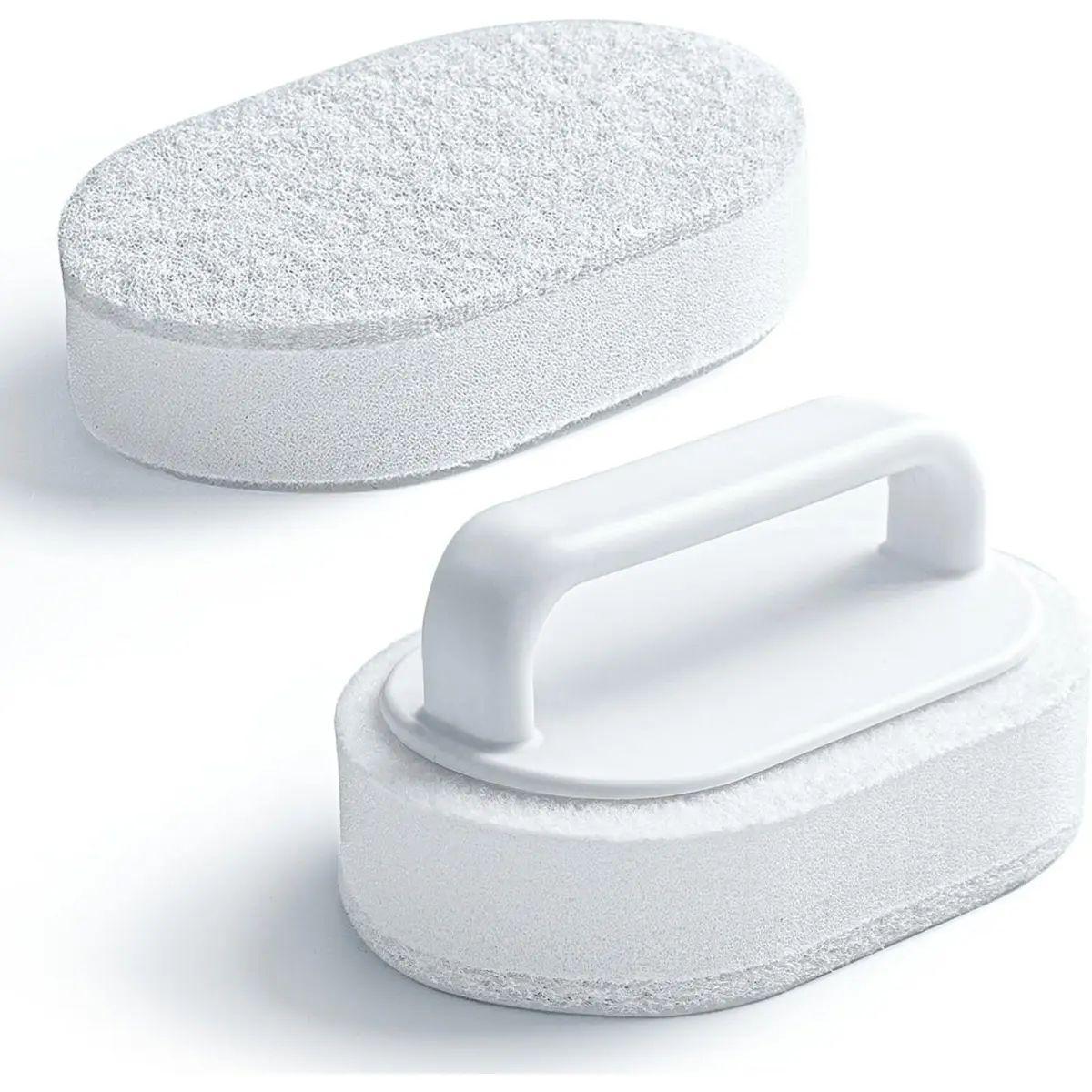ABS Durable Handle Bath Tub Scrubber, Non-Scratch Bathroom Scouring Pad, Soap Scum Remover for Shower Tile & Sink, Heavy-Duty Cleaning Sponge Scrub (2 PCS), Two Piece Sets