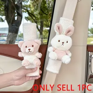 Soft Fuzzy Car Seat Belt Pad, Cute Cartoon Animals Styling Fluffy Seat Belt Cover for Shoulder Pad Neck Cushion Protector, Compatible with All Cars, Cute Car Accessories