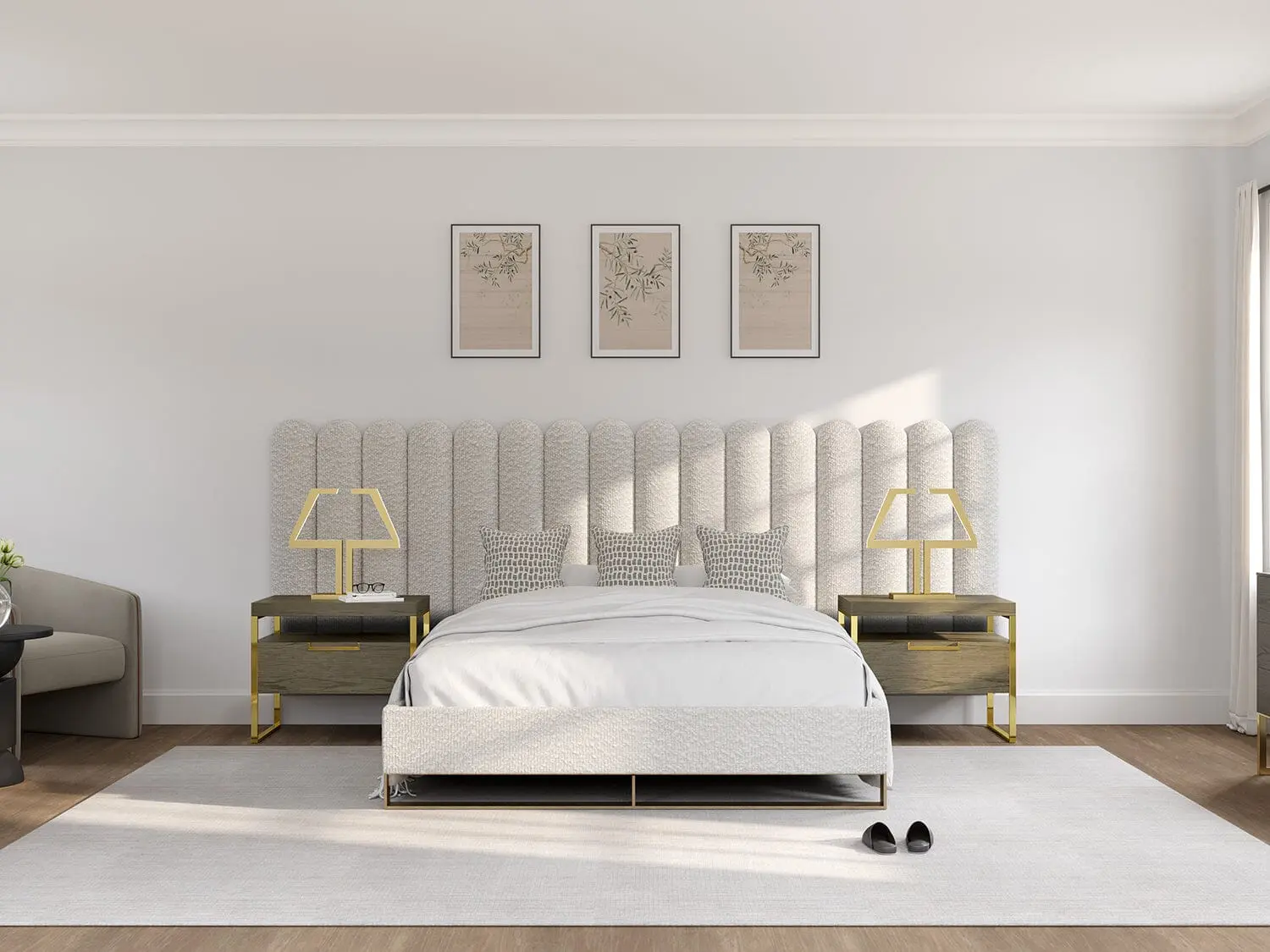 Scalloped Upholstered Headboard Panels Matira Layout - 120" x 46"