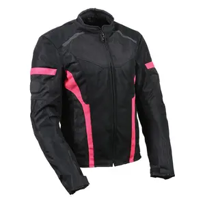 Women's Black Mesh & Textile All Weather Motorcycle Jacket w/ Pink Accents