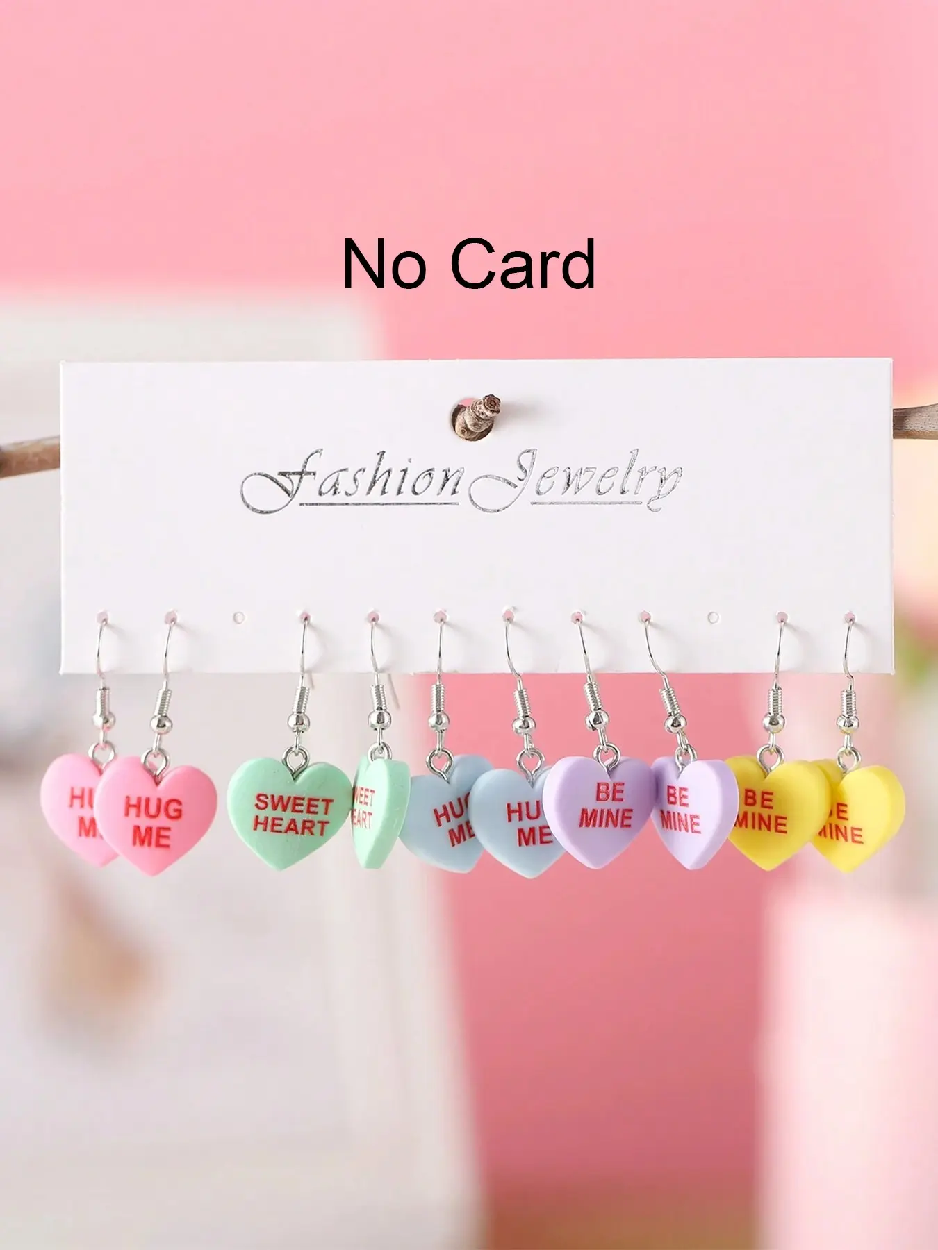 5 Pairs Vintage Valentine's Day Candy Color Heart Earrings Set, Women Resin Macaron Color Simple Earrings for Valentine's Day Gift