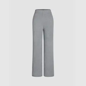 Cider [size 2-10] Fuzzy Mid Waist Straight Leg Metallic Knitted Trousers