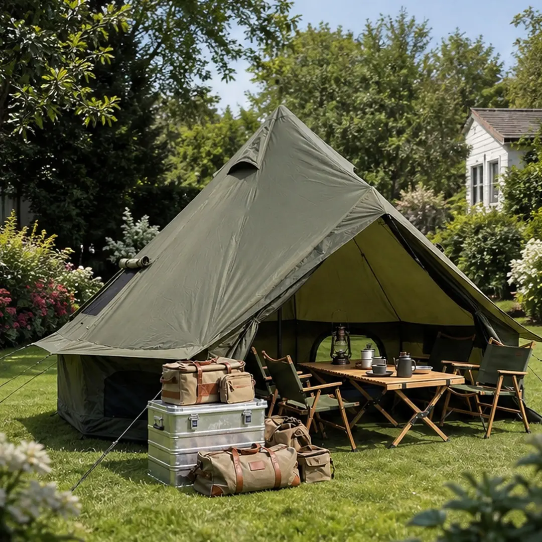 9.8FT Bell Tent Green Waterproof Glamping Yurt Tent with Stove Jack for 4 Person Family Camping Outdoor Parties Backyard Easy Setup Oxford Fabric, Green Color Options, oxford fabric Material, Product Dimensions: 118.10 W x 118.10 D x 78.75 H in