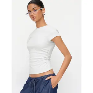 Cider Cotton-blend Ruched Short Sleeve Tee