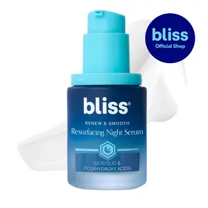 BLISS Renew & Smooth Glycolic Acid Night Serum for Gentle Exfoliation and Moisture Retention Overnight Skincare Solution