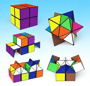 2 in 1 Transformable Star Magic Cube Set, Infinity Fidget Puzzle Cube, Stress Relief Brain Teaser Sensory Toy, Portable Travel Handheld Game Gifts for Kids Adults Boys Girls Ages 8-12