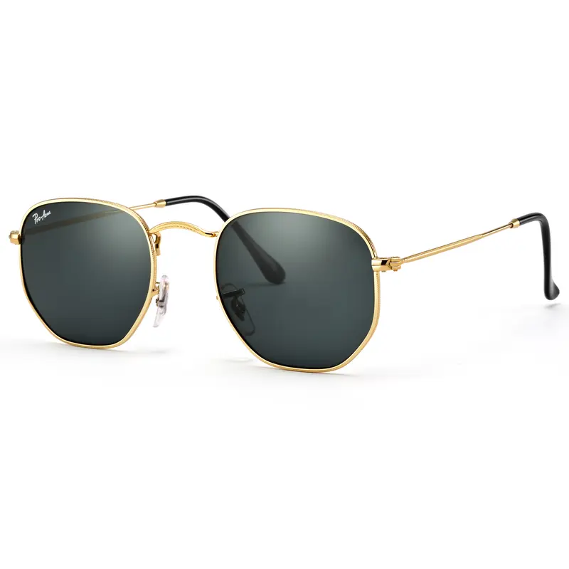 Pro Acme Retro Small Square Hexagonal Frame Sunglasses – Real Glass Lens, Trendy Unisex Fashion Shades