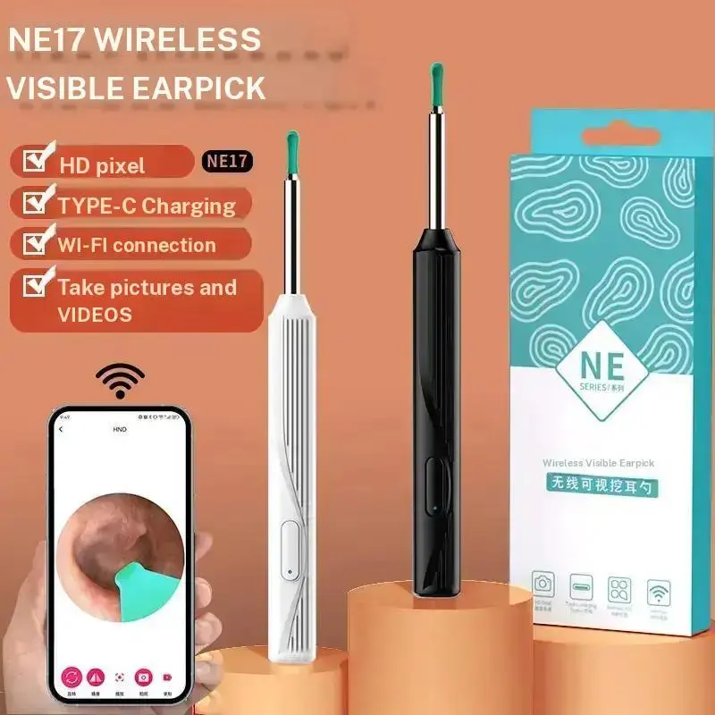 Wireless Smart Ear Cleaning Endoscope, Visual Ear Pick Cleaning Set, Ear Wax Remover Kit with Camera, Safe & Effective Ear Care Tool
