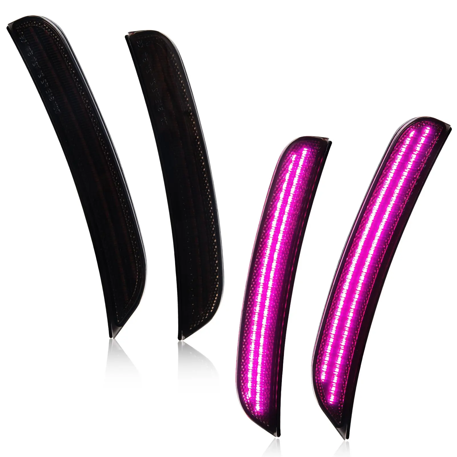Gempro LED Side Marker Lights Compatible with Dodge Charger LD 2015-2023 Front Rear Bumper Parking Signal Lamps Smoked Len, 4PCS (Pink)