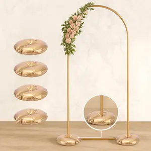 4 Pack Metallic Gold Water Bags – Heavy Duty Reusable PVC Fillable Base Weights for Balloon Columns & Arch Stand Support - 14"