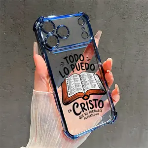 Bible Verse Aesthetic Christian Four Corner Airbag Anti-Collision Electroplated Soft&Flexible TPU Silicone Phone Case For iPhone 17 Pro Max AIR 16 15 14 13 12 11 Plus XSMAX Cases Durable|Shockproof|Full Camera Protection|Gift For Men Women