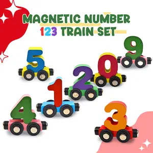 EDUTREE Montessori Wooden Digital Magnetic Train Set for Kids - Educational Toys with Number Counting Blocks & Mathlink Cubes - Ideal for Preschool Learning & Gift for Boys Girls