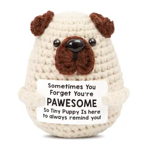 Tiny Handmade Crochet Dog, Cute Emotional Support Plush Stress Relief Toy, Ideal Christmas Presents Holiday Birthday Gifts For Women Men Him, Teacher Appreciation Gifts, Portable Keychain Bag Charm Desk Decor Baby Shower Photo Prop Party Favor