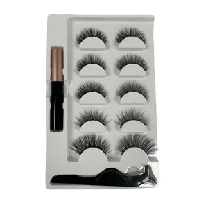 5 Pairs Mixed Magnetic Eyeliner Lashes Dense European Style Reusable False Eyelashes for Stage Makeup