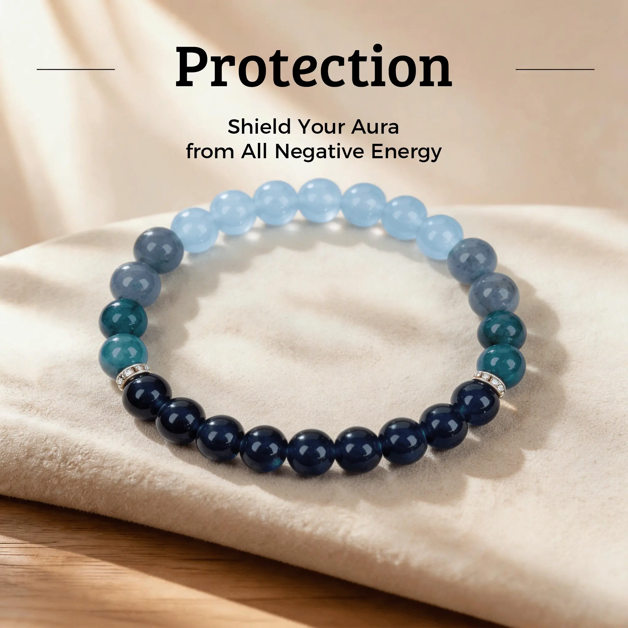LUMAWU Unisex Water Element Bracelet, 8mm Natural Blue Stone Beaded Fashionable Energy Jewelry for Intuition, Flow & Connections, Fashionable Bracelet, Bracelets