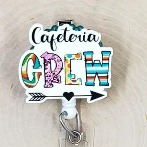 Cafeteria Crew Retractable ID Badge Reel | Lunch Lady Mess Hall Chef Cook Childcare Daycare Sunday School | Teacher Nurse MD Doctor Medical Hospital Healthcare Badge Holder