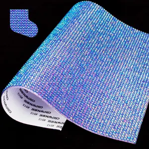 Bling Rhinestone Stickers Blue AB Self Adhesive  Rhinestone Sheet Sticker for DIY Crafts Wedding Christmas Party   Decoration 9.4 x 7.9 Inch with 3 mm Rhinestone