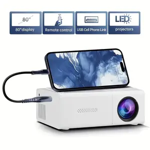 Portable Mini Projector - Native 720P - Compatible with IOS, Android, Windows, Etc. - with Remote Control - Suitable for Smartphones, PS4 And USB Devices