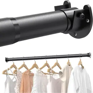 Closet Rods for Hanging Clothes, 17 to 84 Inches Stepless Adjustable Metal Closet Rod, 1.3 Inches Heavy Duty Clothes Hanging Rod for Closet Wardrobes Laundry RV