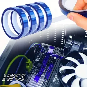 10 Rolls Blue Sublimation Heat Transfer Tape,10mm × 30m (98ft),Made of Durable Polyvinyl Chloride, Heat Resistant,Uncharged,Residue-Free, Ideal for Sublimation Press, Electronic Soldering Insulation