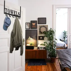 Door Hook Rack for Bathroom Bedroom Kitchen Pool Towel Holder, Metal Wall Mounted Organizer, Space-Saving Design for Home Use, Bathroom Accessory