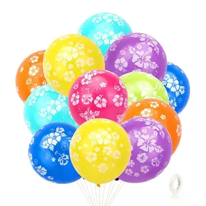 35pc Hawaiian Balloon Kit: Hibiscus Flowers, Tropical Balloons for Luau, Beach & Summer Parties