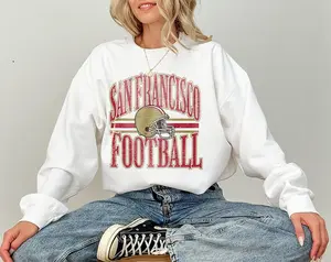 Football Sweatshirt Crewneck for 49ers Fans San Fran Game Day Apparel