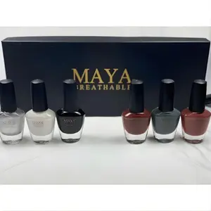 MAYA Aya R. Neutral Color Collection Staff Picks - Silver Lining Black Seed Lu'lu White Crimson Glow Early Grey Tamarind Nail Polish Gift Set