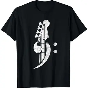 Bass Cleff - Headstock Bassist Bass Guitar Musician Music T-Shirt Graphic tees