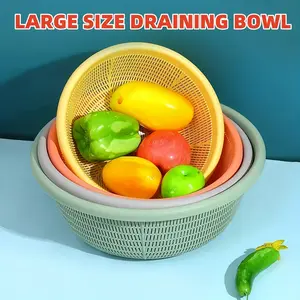 1pc Large 14.6-Inch Extra Thick Heavy-Duty Draining Basin - Extra Wide Base, Heavy-Duty Plastic Kitchen Sink Basket for Washing Fruits, Vegetables, Pasta, Meat - Space-Saving Countertop or Sink Storage - Easy-Clean Drainage Bowl, Pasta Colander, Functiona