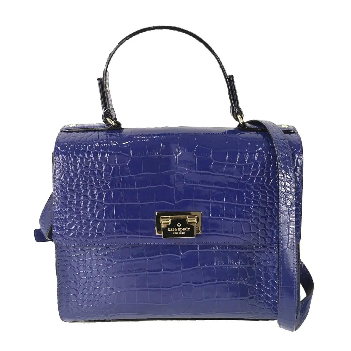 Kate Spade Women's Knightsbridge Doris Large Croc-Embossed Leather Satchel in Asilah Blue, Statement Piece with Magnetic Closure, Statement Pieces, Large Satchel