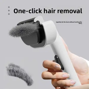 Pet Comb Stainless Steel Quick Detangle Comb One - Click Remove Fur Grooming Tool Eliminate Loose Hair Cleaning