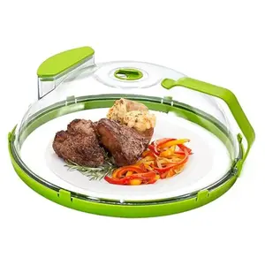 Microwave Splatter Cover with Water Steamer 10 Inch Clear Food Cover Lid for Microwave Plates, Bowls & Reheating