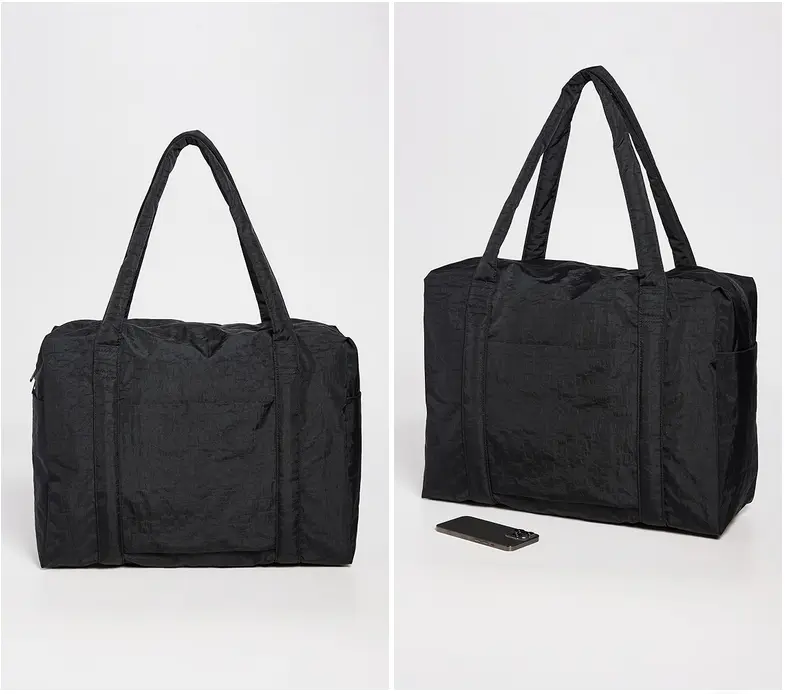 Baggu Small Cloud Carry-on Travel Bag, Luggage, 16.5" W, Black, Nylon,  Detachable, Zip Closure, Soft Sided, Fits Under Seat, Trolley Sleeve, Tech  Pocket, Water Bottle Side Pockets - TikTok Shop