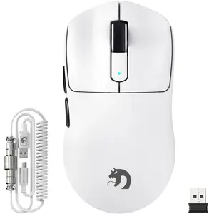 MAMBASNAKE M3 Wireless Gaming Mouse, Wireless/2.4G Wireless/Wired Mouse with Coiled Mouse Cable, Dual Driver Gaming Mouse for PC/Xbox/PS/MAC, Gaming Accessories