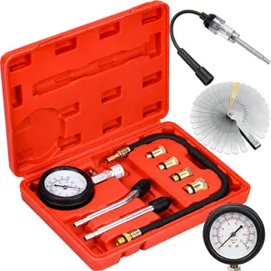 10 count Engine Compression Tester kit with Spark Plug Tester and Metric  Feeler Gauge for Automotives    with M10 M12 M14 M18 Adapters