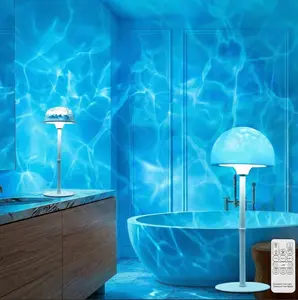 4 in 1 Shower Lamp Waterproof Bathroom Lamp Ocean Wave Projector Light Northern Galaxy Light 16 Color Rechargeable Remote Control lumena Lamps for Inside Shower/Bathtub