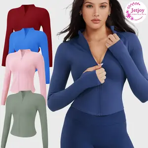 Jetjoy Sports Jacket for Women,  Women's Athletic Jacket Cropped Long Sleeve Workout Top Zip Up Gym Compression Shirts