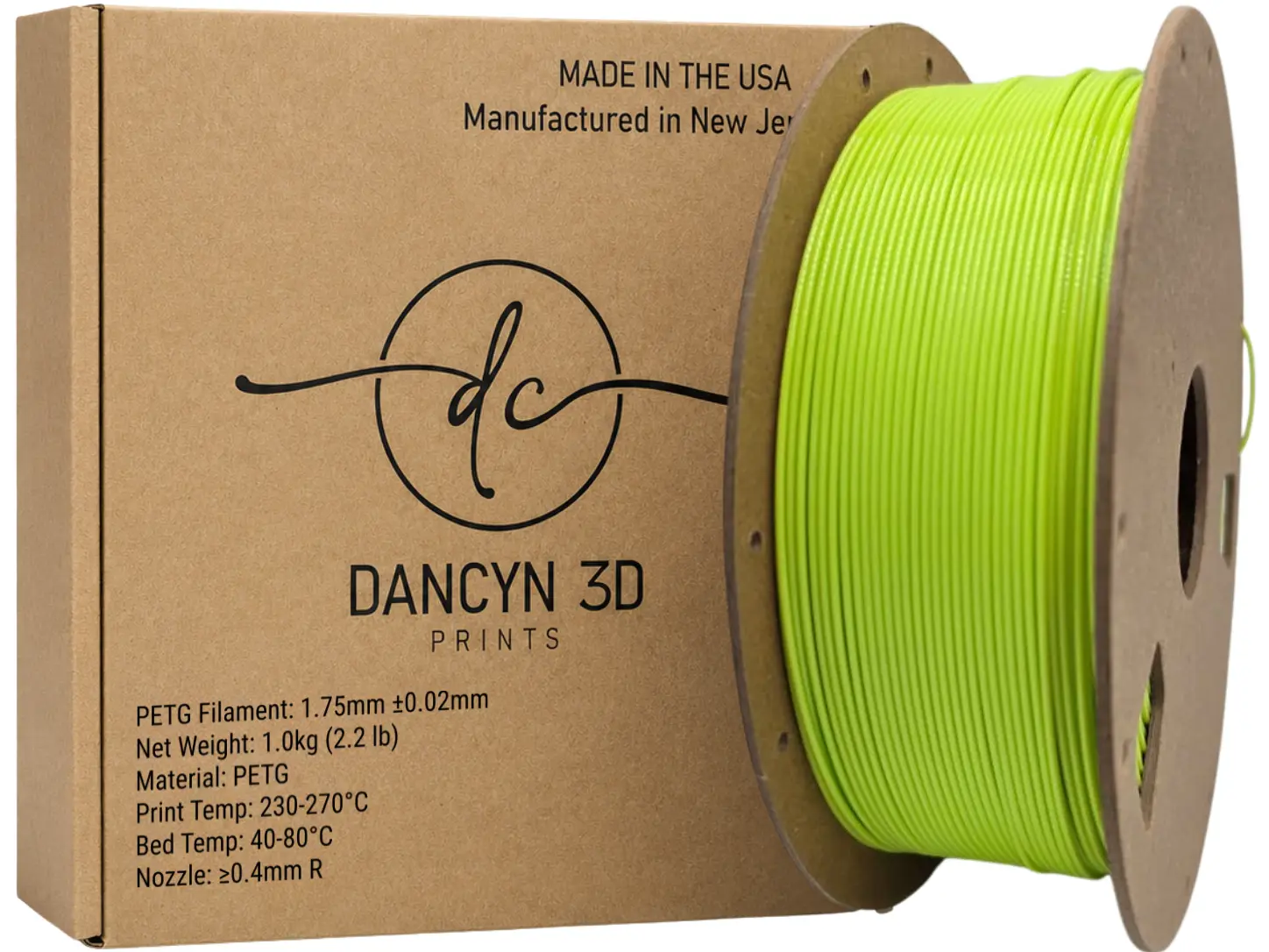 Dancyn 3D PETG HF - 1.75mm 1kg Filament Made in USA