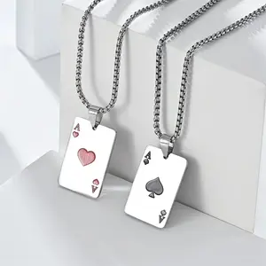 【PANG Jewelry】Hip-Hop Trendsetter's Ace, King, Queen of Spades Necklace, Personalized Playing Card Pendant