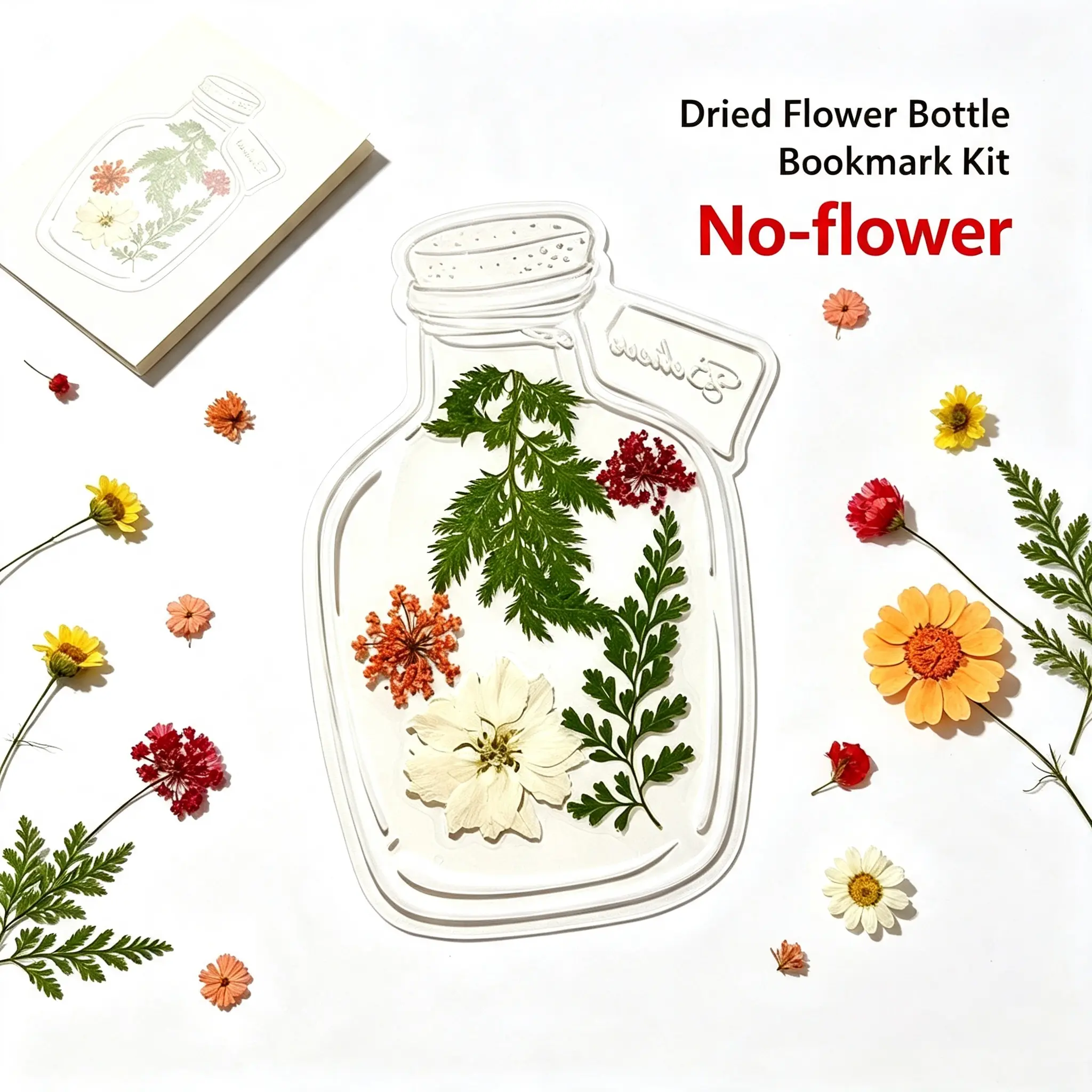 DIY 40Pcs Pressed Flower Bookmark Kit - Floral DIY Craft Set for Kids & Adults, Create Botanical Bookmarks & Decor