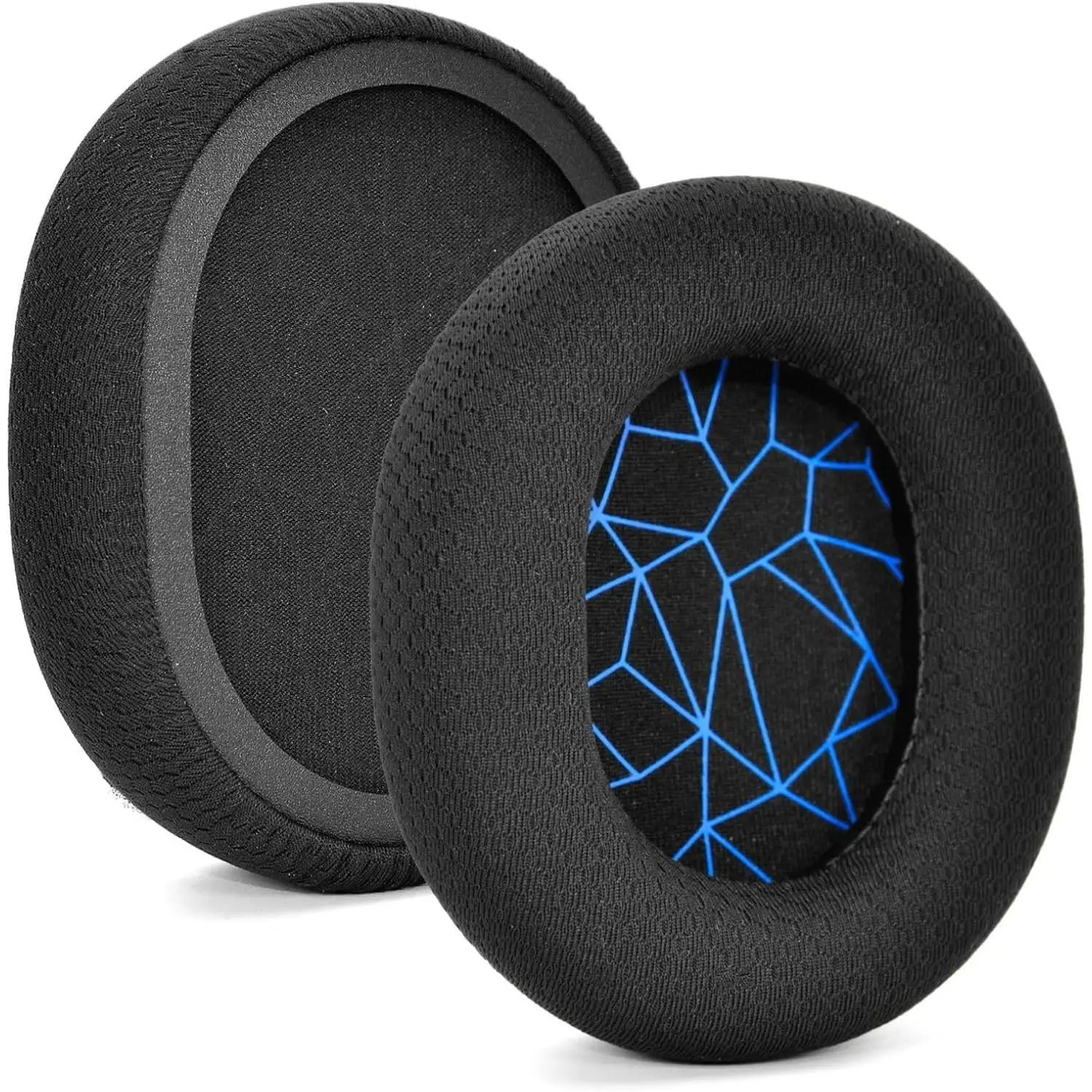 Replacement Earpad for Steelseries Arctis 7/ Arctis 5/Arctis 3/Arctis 1/ Arctis Pro Lossless Wireless , Soft Memory Sponge & Breathable Mesh Fabric Ear Pads Cushion(Blue line in Black)