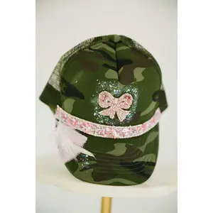 BEADED BOW CAMO TRUCKER HAT